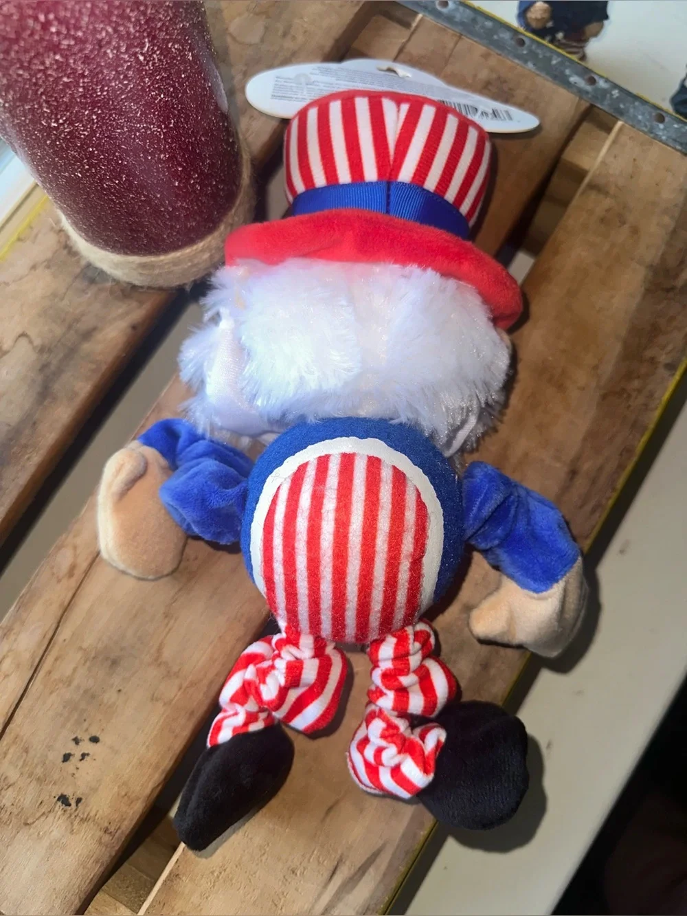 Fuzzballz Patriotic Uncle Sam Squeaky Plush Dog Toy - New